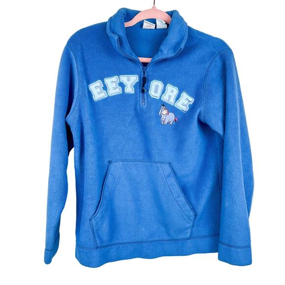 Vintage Disney Winnie the Pooh Sweatshirt Y2K Eeyore Fleece Quarter Zip - Picture 1 of 4